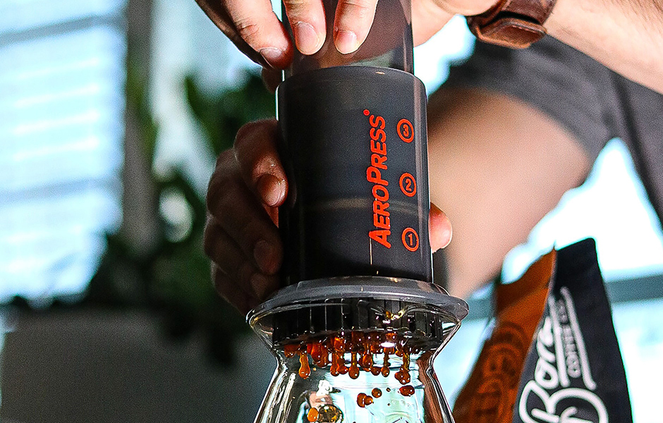 Aeropress coffee brewing